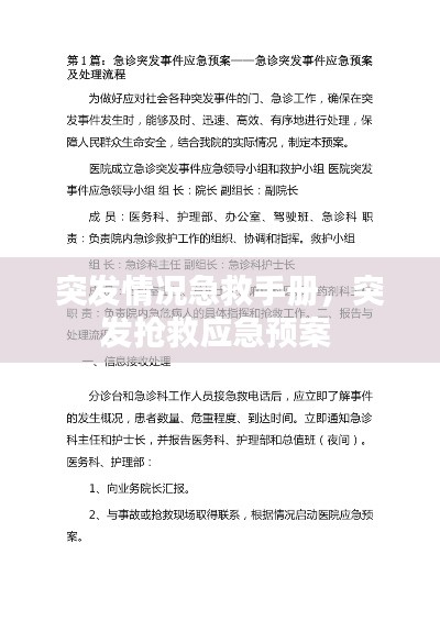 突发情况急救手册,突发抢救应急预案