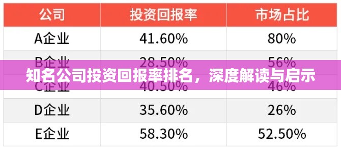 知名公司投资回报率排名,深度解读与启示