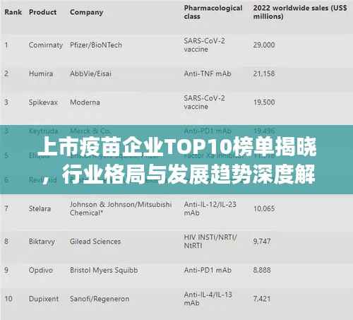 上市疫苗企业TOP10榜单揭晓,行业格局与发展趋势深度解析